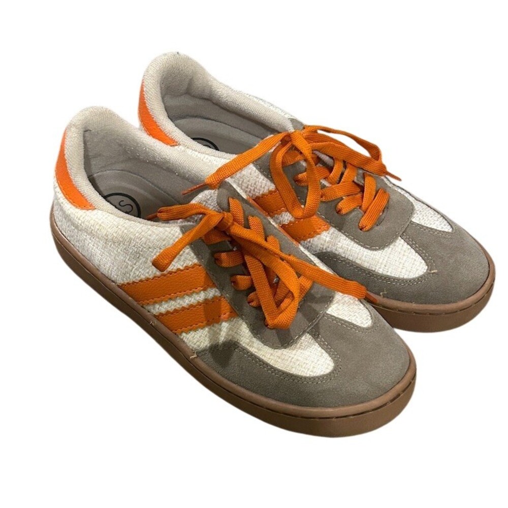 MKS Womens Size 6 Retro Low Top Sneakers White Orange Gray Lace-Up